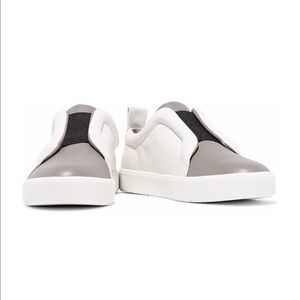 VINCE Grosgrain-trimmed 2 tone leather sneakers 39